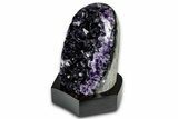 Deep Purple Amethyst Geode With Wood Base - Uruguay #342783-1
